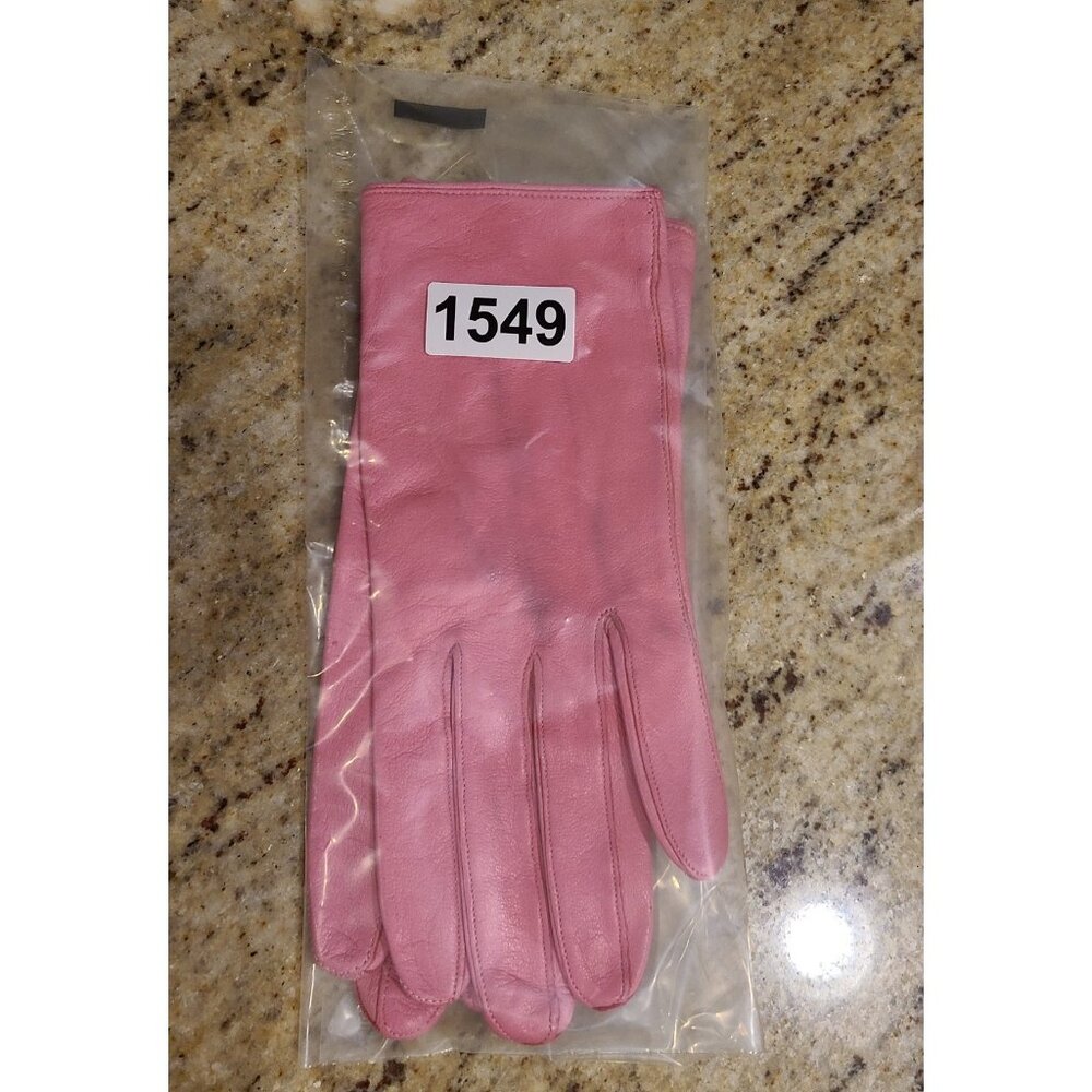 Vintage Womens Size S Pink Leather 8" Short Gloves Cabretta - Picture 16 of 16